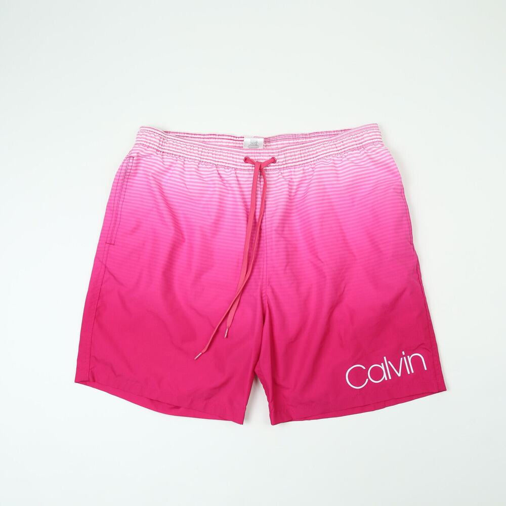 Calvin Klein Drawstring Regular Fit Quick-Dry Swim Trunks Pink Size XL 4892